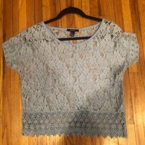 Light blue lace crop top